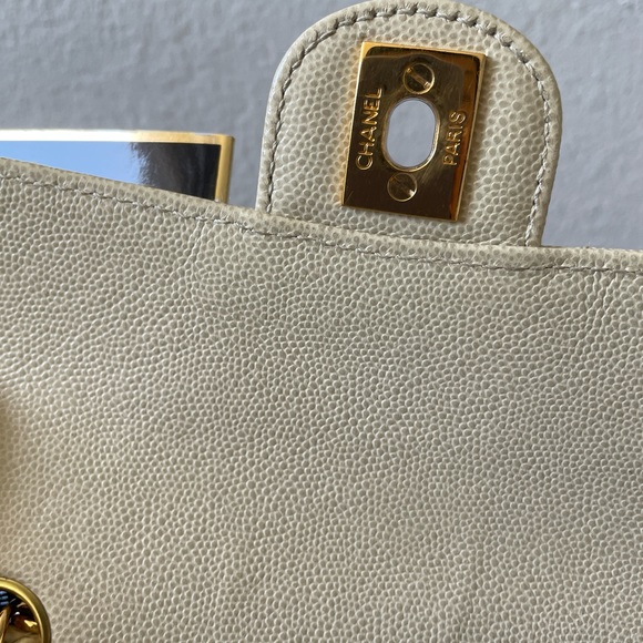 Chanel Vintage Caviar Beige Mini Square with 24K GHW - Picture 8 of 17